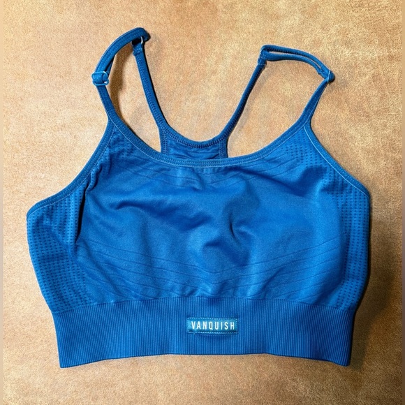 VANQUISH FITNESS | SPORTS BRA | DENIM BLUE | WOMEN'S SIZE M - Picture 1 of 4